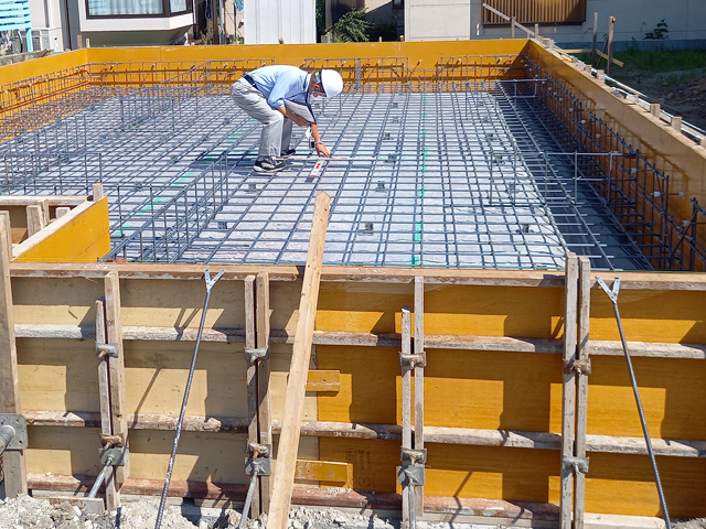 長野市の現場　基礎配筋検査