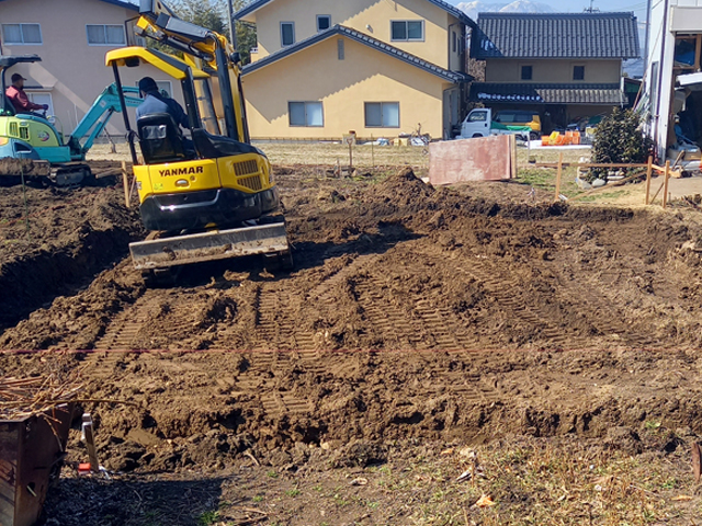 中野市　平屋新築　地盤掘削