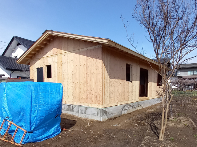 中野市　平屋新築　建て方完了