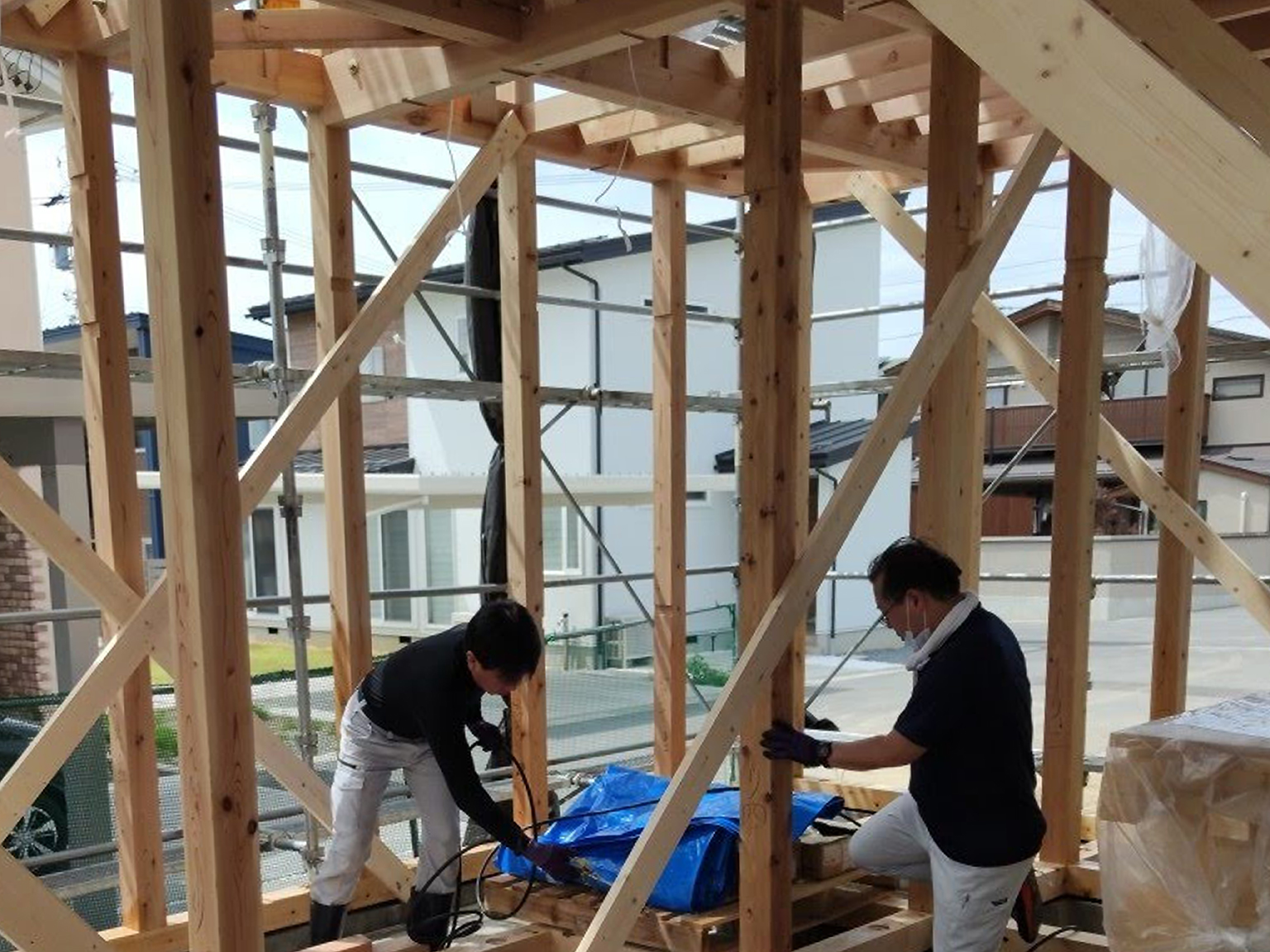 中野市 一戸建て新築工事 防蟻処理